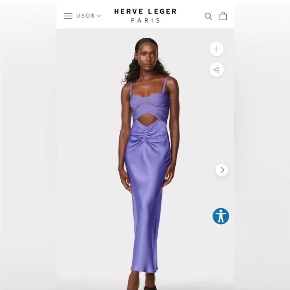 NWT Herve Leger Purple Cutout Dress Size 6 - Picture 1 of 9